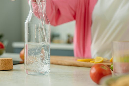 water bottle with fresh fruits