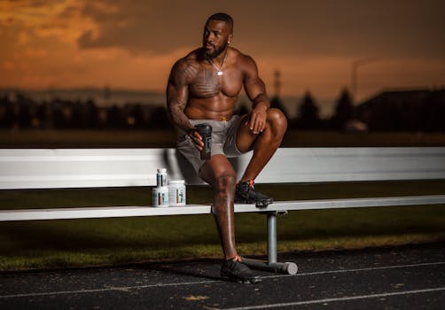 BCAA supplements on a gym bench