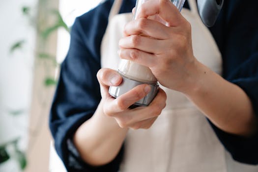 protein shake being blended