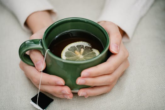 a steaming cup of herbal tea