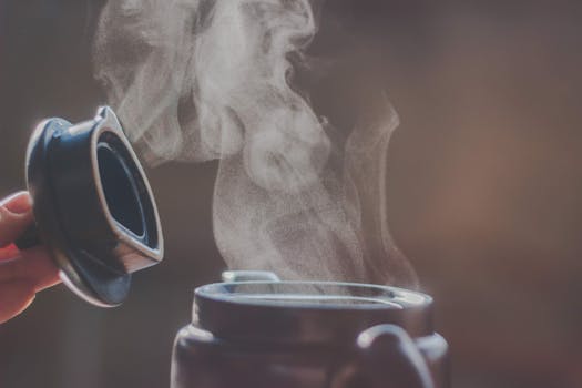 coffee beans and a brewing pot