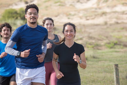 group of runners training together