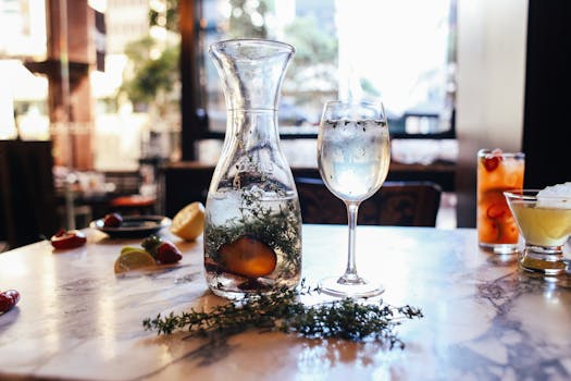 refreshing glass of water with lemon