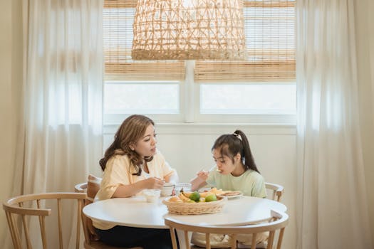 new mother enjoying a healthy meal