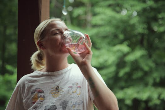 a person drinking water to stay hydrated