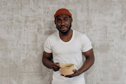 Happy person enjoying a balanced meal