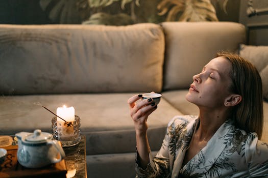 Person enjoying a cup of herbal tea