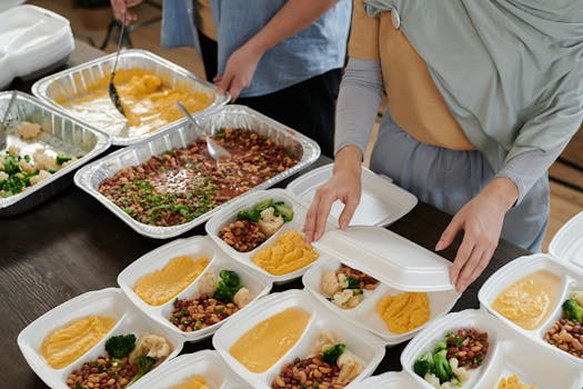 meal prep containers with balanced meals