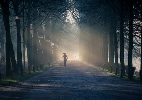 person jogging in the morning