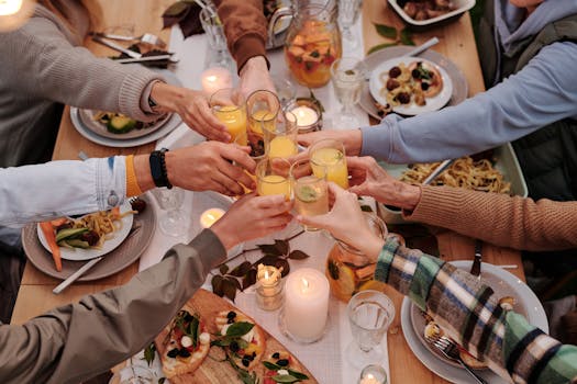 group of friends enjoying a meal