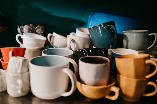 variety of herbal teas in colorful cups