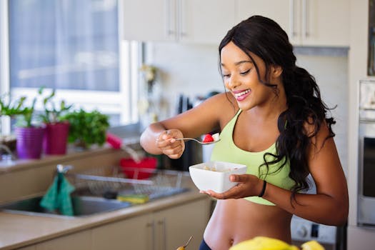 happy woman enjoying meal