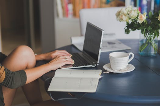 image of a person enjoying coffee while working